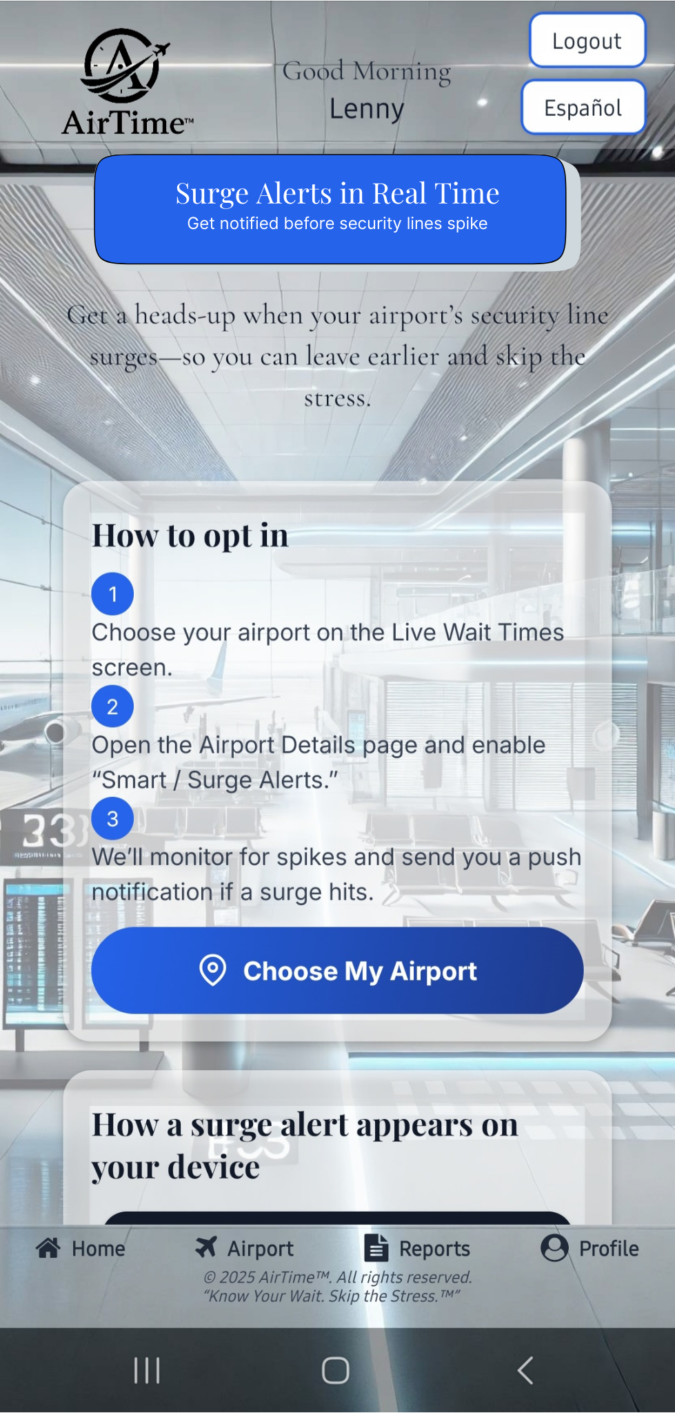 Notifications Setup screen